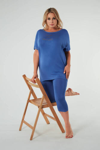 Dámské pyžamo Natura s krátkým rukávem a 3/4 kalhotami Italian Fashion - modré