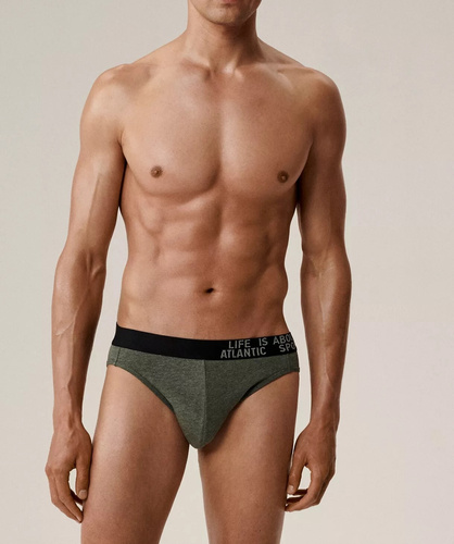 Pánské slipy Atlantic 3MP-209/25 green-maroon-blue - bavlna, 3 balení, klasický střih