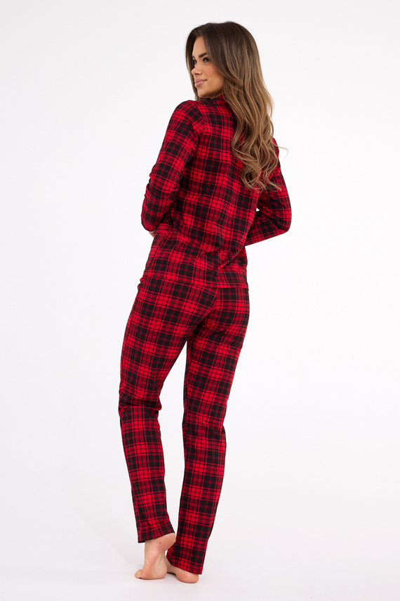 482/423 Tracy Dámské pyžamo Cornette - kostkovaná blůza s dlouhým rukávem a rozepínáním