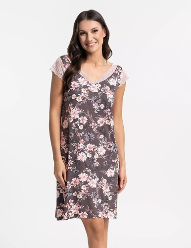 Dámská noční košilka Moraj PDK3200-012 z viskózy s krajkou, hnědá