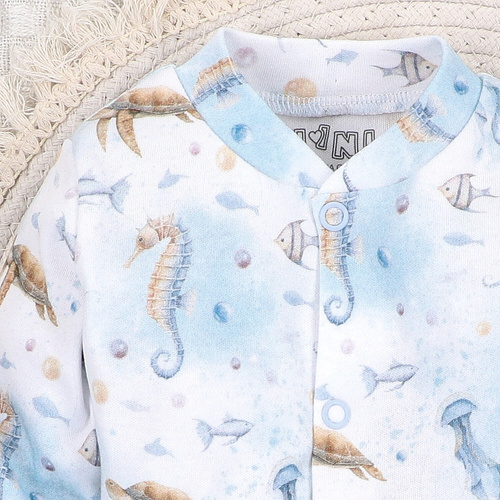 ABN-5454 Sea Of Joy Nini baby kaftan - organická bavlna, zapínání na patentky