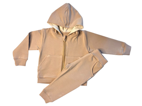 Mamatti DR2150 hnědá tepláková souprava pro dívky - mikina a kalhoty s kapsami