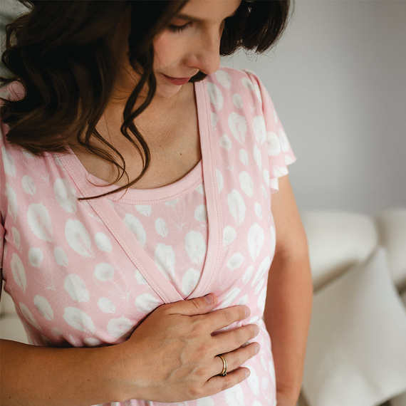 Bambusová noční košile pro těhotné a kojící Emily Eevi - růžová