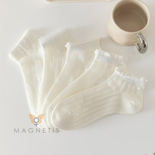 Dámské bavlněné ťapky Magnetis CC-251102 ecru s jemným vzorem