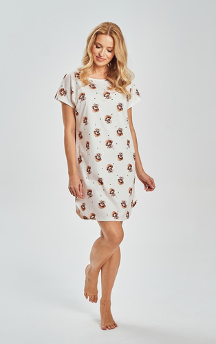 Coco Taro 3517 hnědá dámská noční košile 100% bavlna ke kolenům