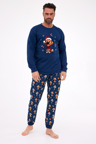 115/294 Dog Pánské pyžamo Cornette - vánoční, tmavě modrá, bavlna