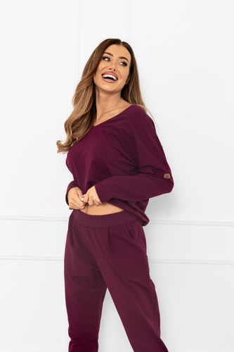 Karina Dámská tepláková souprava Italian Fashion vínová - bavlna, pohodlná