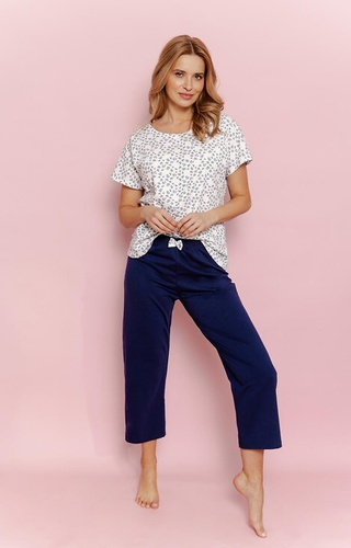 3418 Demi Dámské pyžamo Taro-bavlna, krátký rukáv, 3/4 dlouhé kalhoty