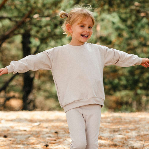 Simply Comfy Dětská mikina Eevi - oversize, 100% bavlna, béžová barva