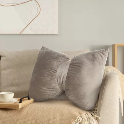 Eurofirany Vánoční polštář béžový 45x55 - sametová mašle