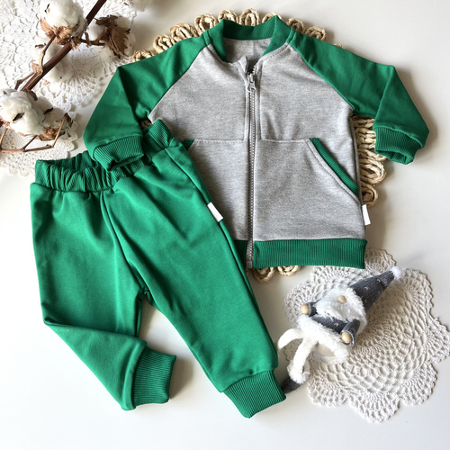 Mamatti Tepláková souprava DR06 Merry Christmas - zeleno-šedá, chlapecká, bavlna