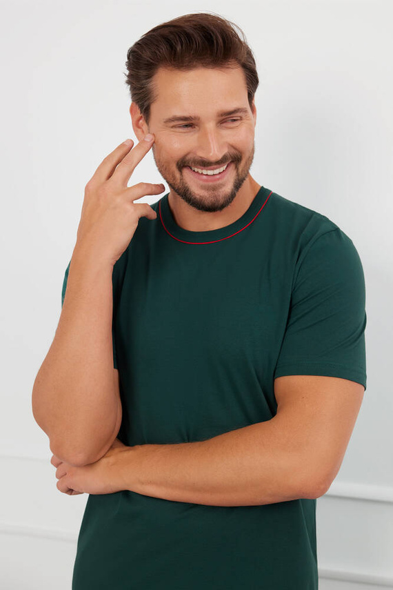 Fogo Pánské pyžamo s krátkým rukávem, šortky Italian Fashion - zelená/potisk