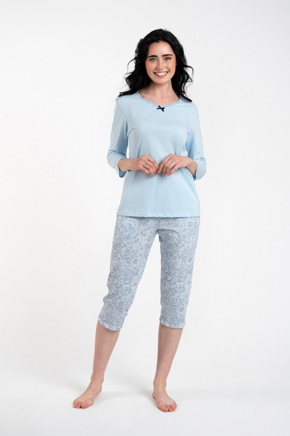 Salli Dámské pyžamo 3/4 rukávy a 3/4 kalhoty Italian Fashion - modrá/potisk