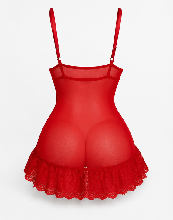 Noční košilka Nuit Red LivCo tyl krajka dámská elegantní