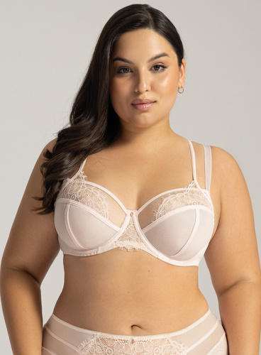 2164 Ava Powder Soft Bra - Měkká podprsenka s krajkou na kosticích