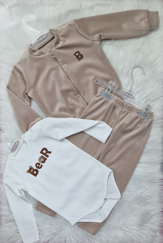 Dětská tepláková souprava Bear velour Bambarillo beige | Soft set
