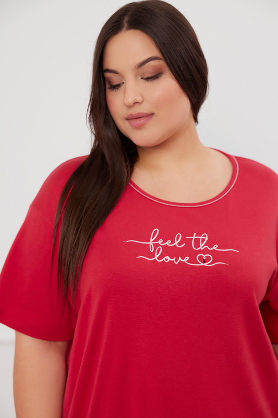 Noční košile Evora s krátkým rukávem Italian Fashion - červená