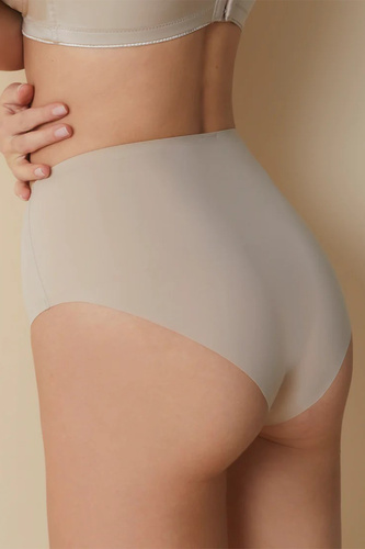 503 Dámské maxi kalhotky Braga Selene béžové - vysoký střih, bezešvé, tvarující