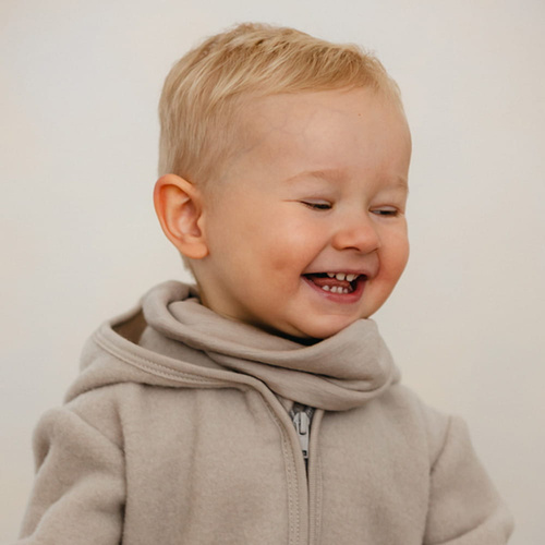 Dětský komín z merino vlny Eevi - béžový, měkký a prodyšný