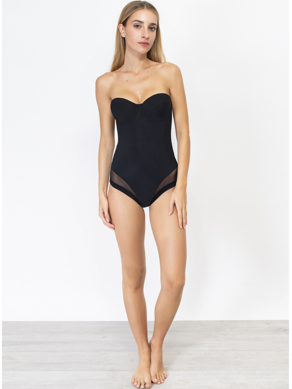 1852 Dámské body Everybody bardot z mikrovlákna, vyztužené košíčky, bezešvé Sielei černá