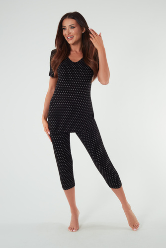 Puntini Dámské pyžamo s krátkým rukávem, 3/4 kalhoty Italian Fashion - černé