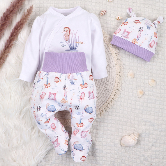 ABN-5472 Underwater World obálkové body s dlouhým rukávem Nini white- organická bavlna, pro kojence