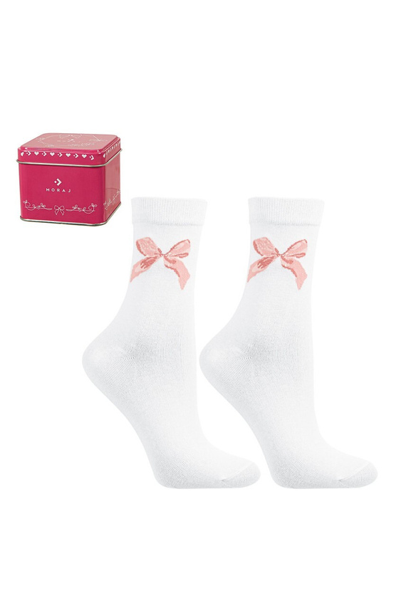 CSLW700-001 Moraj Socks - dámské ponožky v plechovce s jemným vzorem karet, ideální pro dárky