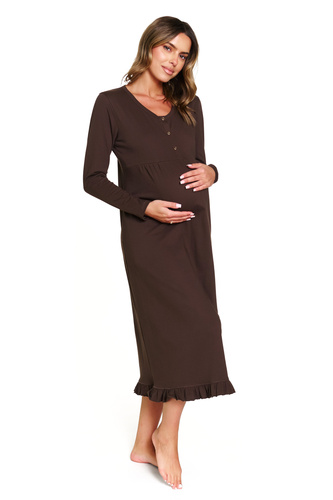 7318 Doctor Nap - Těhotenská a kojící noční košile z bavlny | Polská výroba - brownie