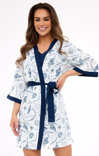 742/444 Olivia Cornette Dream Lady krátký bavlněný župan s potiskem hvězdiček