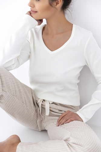 Dinah Dámské pyžamo Sensis Flanel - krémovo-béžové