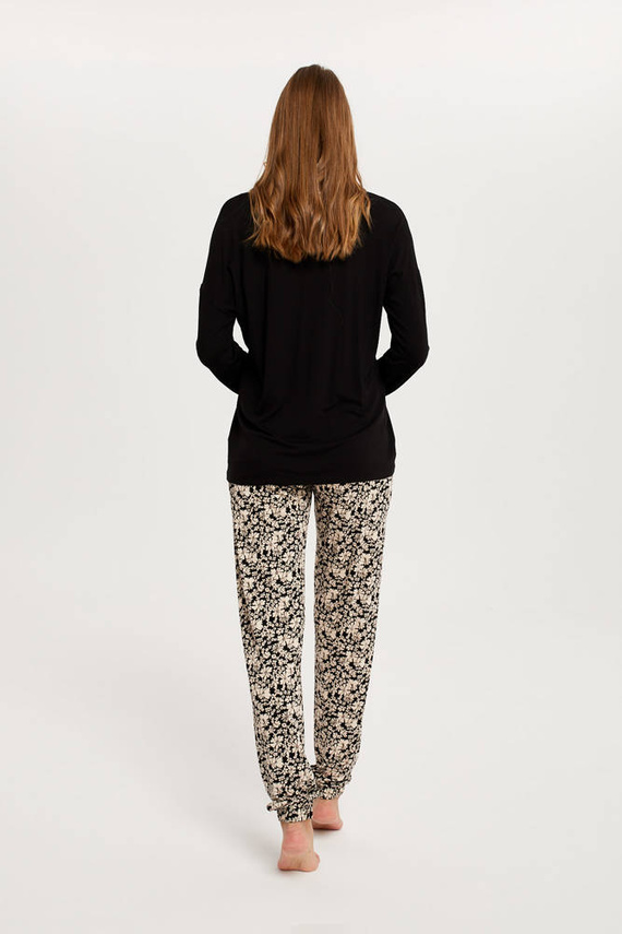 Guyana Dámské pyžamo s dlouhým rukávem, dlouhé kalhoty Italian Fashion - černá/potisk