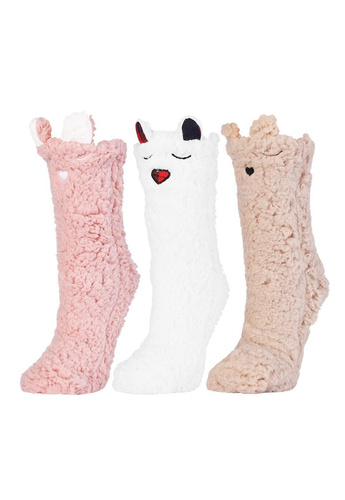 Dámské ponožky Moraj CDC1600-001 bílo-růžové - nadýchané, s úsměvem a protiskluzovou úpravou ABS