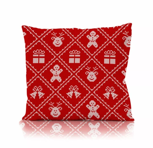 Dekorační povlak na polštářek Holly Jolly Faro Christmas - mikrovlákno, červený se vzorem vánočního svetru