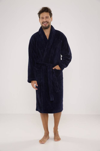 811 De Lafense pánský plyšový župan - tmavě modrý