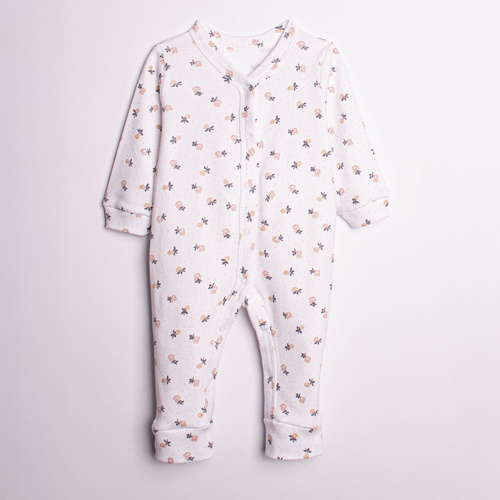 220032 Kojenecký overal Nicol 100% bavlna s dlouhým rukávem a jemným květinovým potiskem