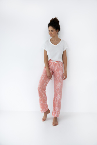 Dámské pyžamo Kalina Sensis - ecru a lososová barva