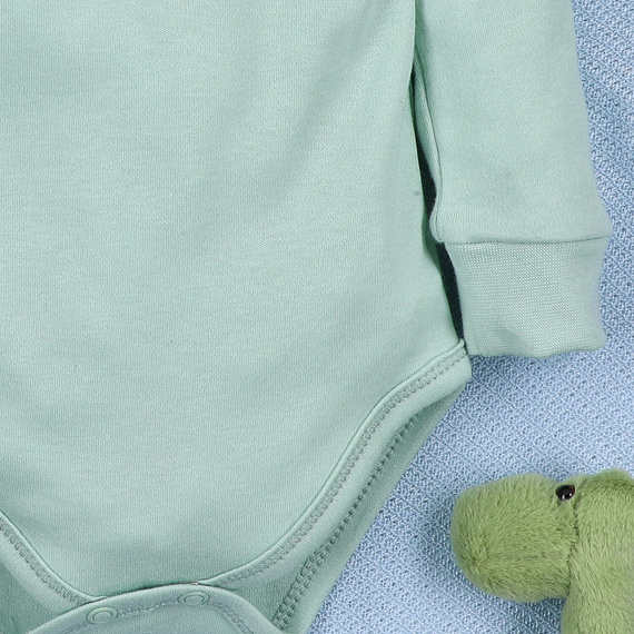 ABN-5566 Dino Explorer body z organické bavlny Nini mint z organické bavlny, dlouhý rukáv