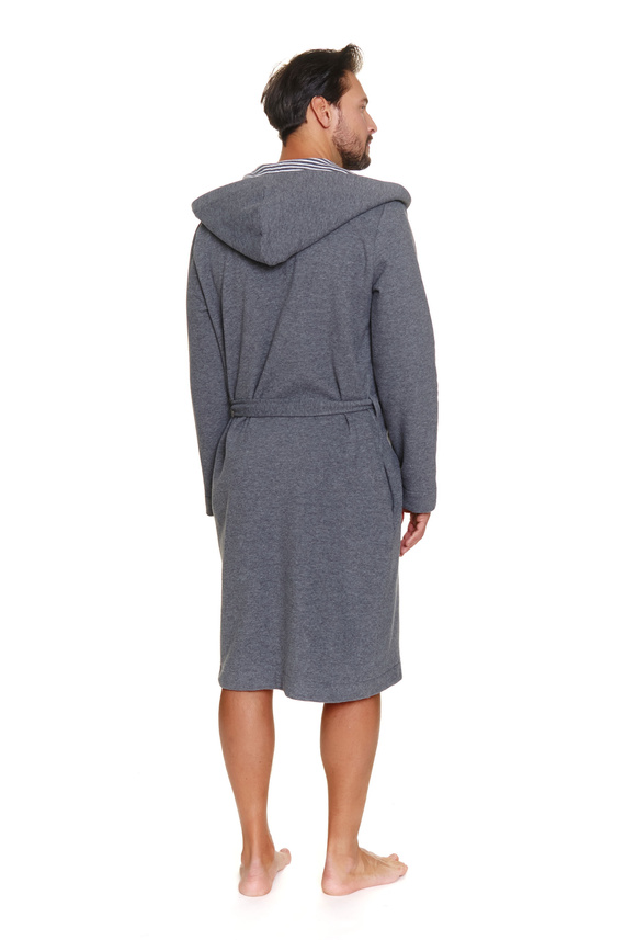 7230 Pánský župan Doctor Nap - bavlna, kapuce, elegantní lemování - tmavě šedý