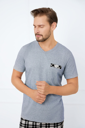 Klark Pánské pyžamo s krátkým rukávem, šortky Italian Fashion - melange/print