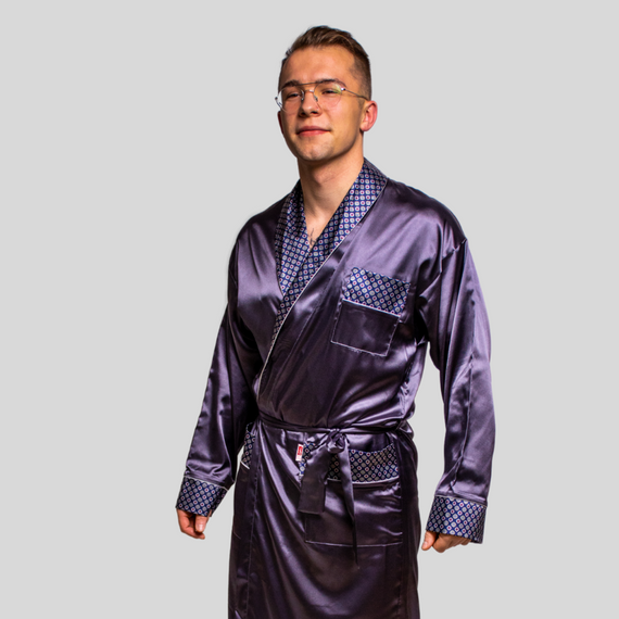 940 Forex pánský saténový župan - tmavě modrý