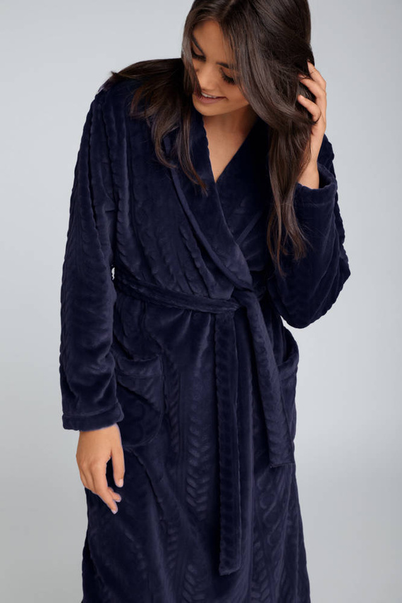 Dámský fleecový župan Bona Italian Fashion - tmavě modrý