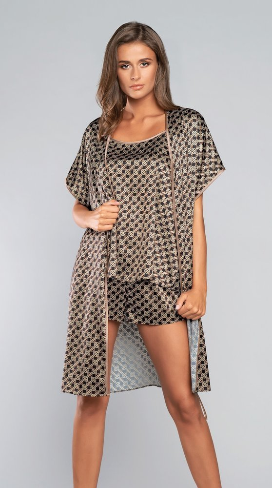 Župan Ellipse s krátkým rukávem Italian Fashion - hnědý