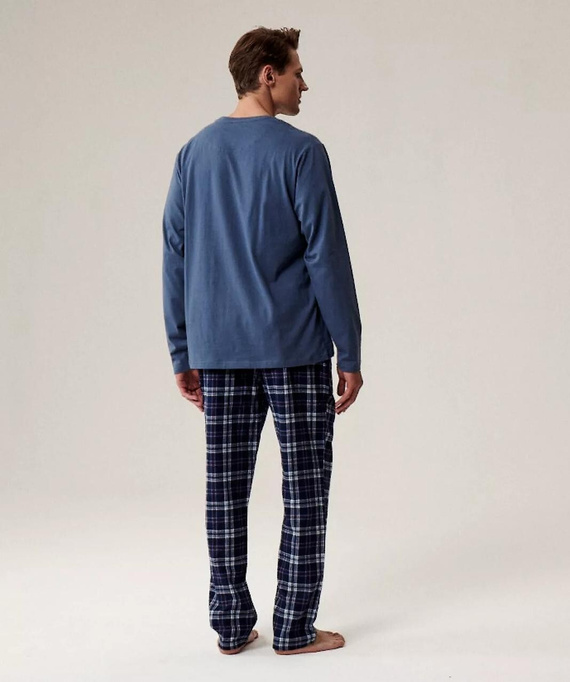 NMP-393 Atlantic blue - pánské bavlněné flanelové pyžamové kalhoty