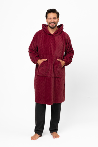 Reno Kocobluza Italian Fashion burgundy - oversize, měkký bipolární, unisex, s kapucí