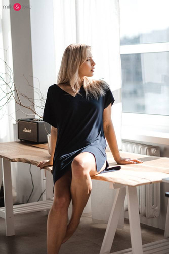 Moon bambusowa koszula nocna ciążowa i do karmienia Milk&Love granatowy