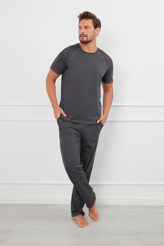 Salomon Pánské pyžamo s krátkým rukávem, dlouhé kalhoty Italian Fashion - graphite/honey