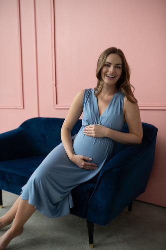 Star Light koszula nocna ciążowa i do karmienia z bambusa Milk&Love błękitny