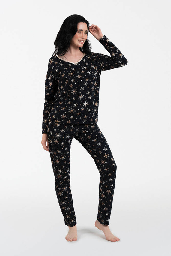 Laponia Dámské pyžamo s dlouhým rukávem, dlouhé kalhoty Italian Fashion - potisk