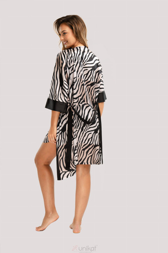 Saténový župan Braga Unikat - zebra, elegantní, s páskem