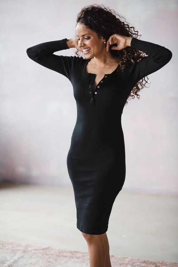 Tummy Sukienka ciążowa i do karmienia z dzianiny w prążek Milk&Love czarny